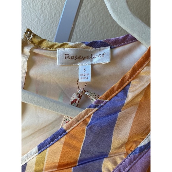 Rosevelvet Retro Psychedelic Swirl Puff Sleeve Mini Dress Orange Purple Small - Picture 8 of 9